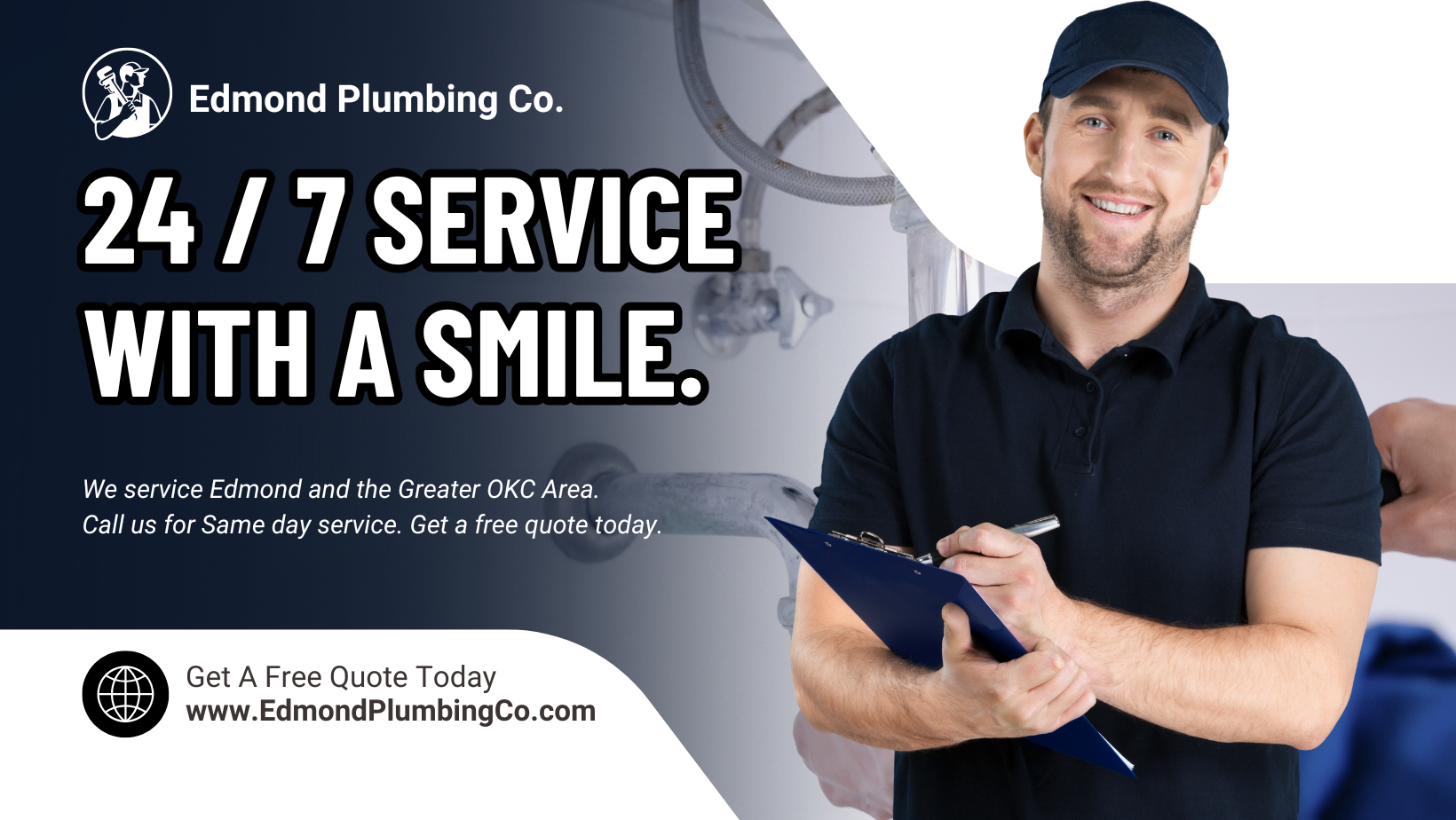Blue and White Modern Plumbing Services Facebook Cover (1)